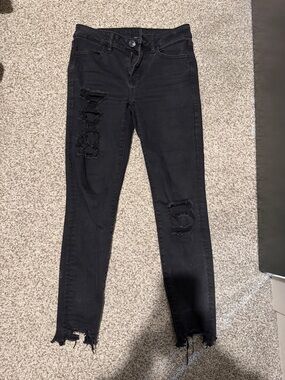 American Eagle Outfitters Black Distressed Skinny Jeans